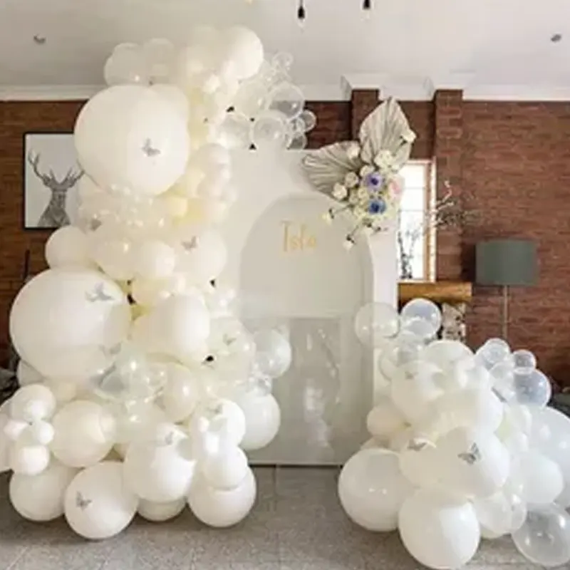 White Gold Butterfly Balloon Decor