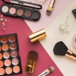 top view arrangement with beauty products