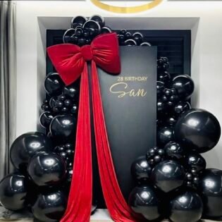 🖤 Black & Red Statement Bow Birthday Decor