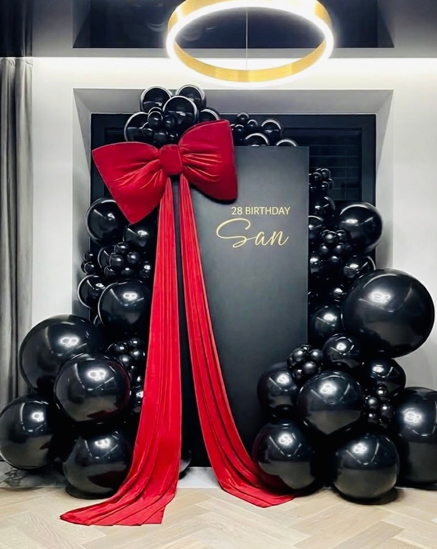 Black Red Statement Bow Birthday Decor